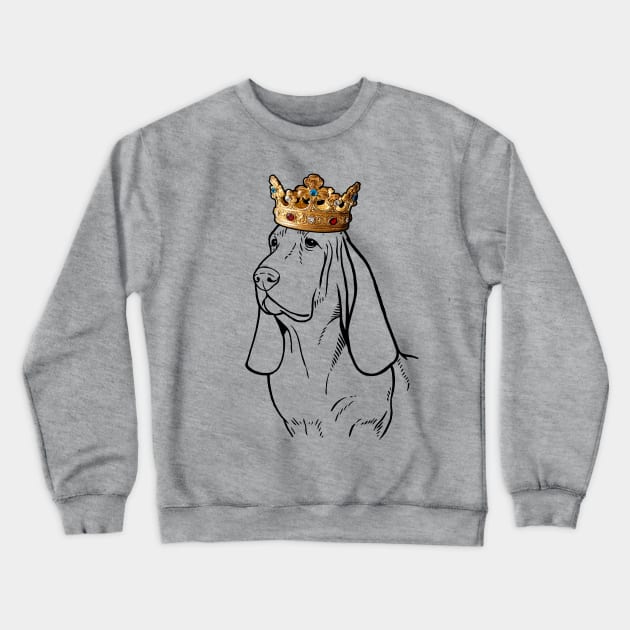 Basset Hound Dog King Queen Wearing Crown Crewneck Sweatshirt by millersye